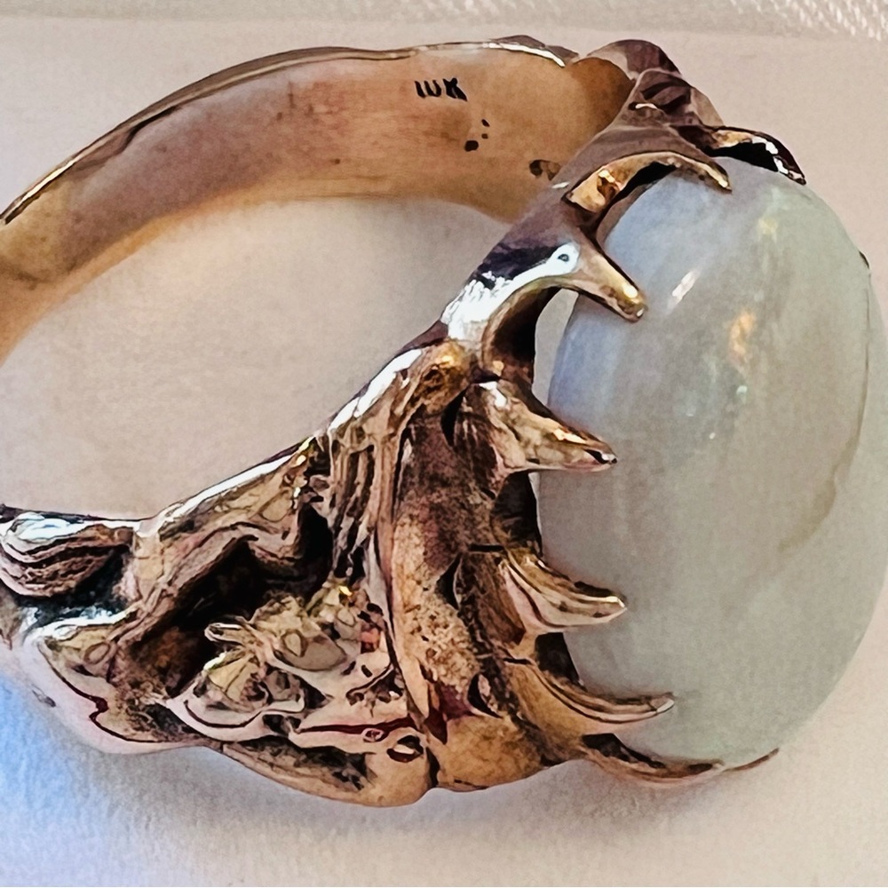 RARE 1970s Solid Gold 10K Men's/Women's Figural Authentic Australian Opal Ring - Picture 7 of 16